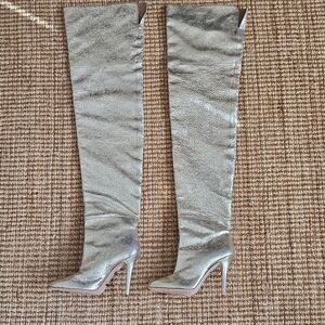 1295$ Brother Vellies Allora Over the Knee Metallic Pointed Toe Boot Size 7